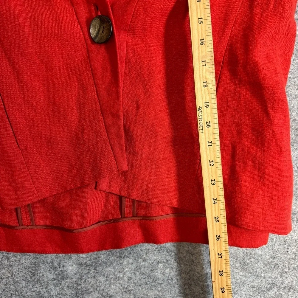Lafayette 148 Red Linen Lagenlook One Button Blazer Jacket Lightweight  Size S - Picture 10 of 15